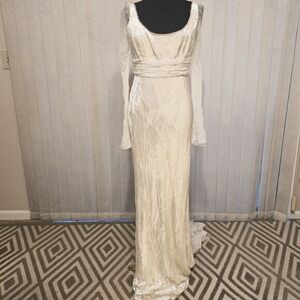 Peter Langner Velvet Champagne Wedding Dress NWT 46/10